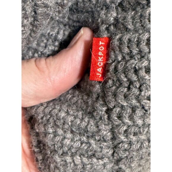 Jackpot Knitwear Open Front Cardigan Medium Taupe Button Detail Ribbed Knit - Picture 4 of 8